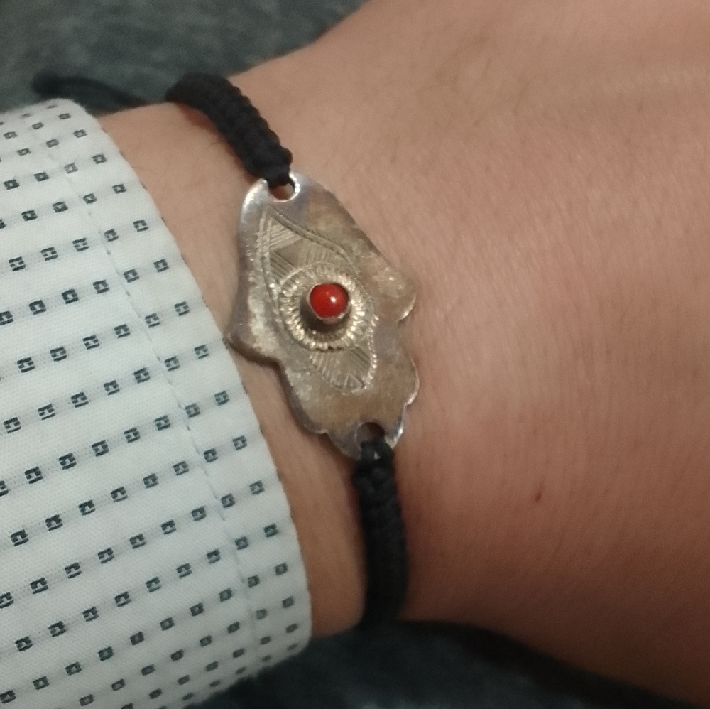 Vintage Sterling Silver Hand of Fatima Hamsa Bracelet